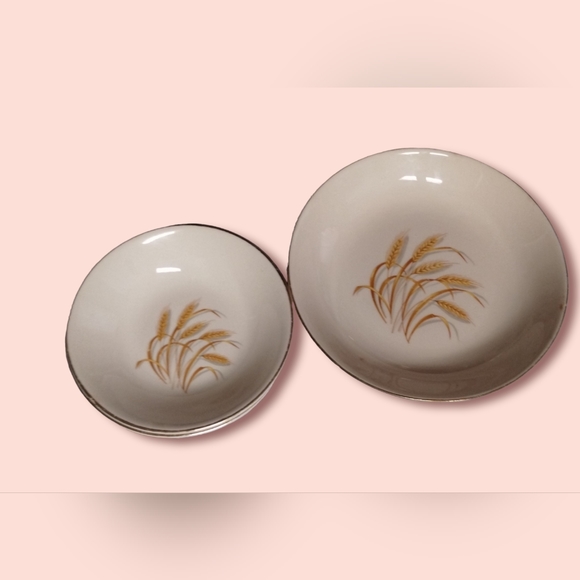 Homer Laughlin Golden Wheat Oven Proof 22k gold rim Dining set - Picture 2 of 4